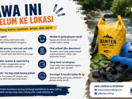 Perlengkapan sebelum arung jeram di Banten Rafting