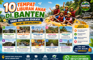 10 Tempat Liburan Anak di Banten yang Seru dan Edukatif, Wajib Dikunjungi! Sedang mencari tempat liburan anak di Banten? Simak rekomendasi 10 destinasi terbaik, mulai dari pantai, wisata alam, hingga serunya rafting di Banten Rafting Ciberang yang cocok untuk keluarga. Gambar dibuat oleh ChatGPT