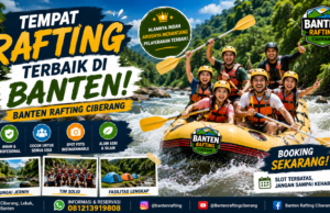 Tempat Rafting Terbaik di Banten? Rasakan Sensasinya di Banten Rafting Ciberang Cari tempat rafting terbaik di Banten? Banten Rafting Ciberang menawarkan pengalaman arung jeram yang aman, seru, dan cocok untuk keluarga, komunitas, sekolah, hingga perusahaan. Gambar dibuat oleh ChatGPT.