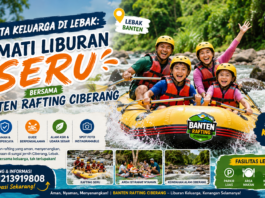 Sedang mencari destinasi liburan sekolah dekat Jakarta? Nikmati serunya rafting di Sungai Ciberang bersama Banten Rafting. Cocok untuk keluarga, sekolah, komunitas, dan perusahaan. Gambar dibuat ChatGPT.